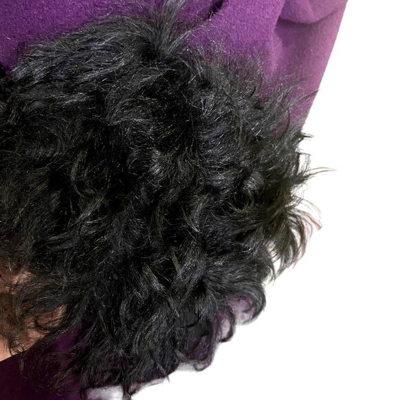 Retro VTG Purple Miss Magnin for I. Magnin Wool Coat curly lamb collar cuffs XS - Picture 5 of 15